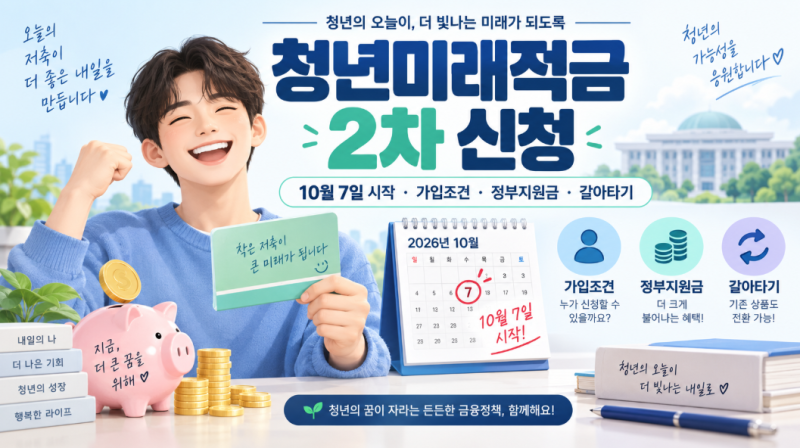 2026 청년미래적금 2차 신청 총정리｜10월 7일 시작! 가입조건·소득기준·정부지원금·청년도....