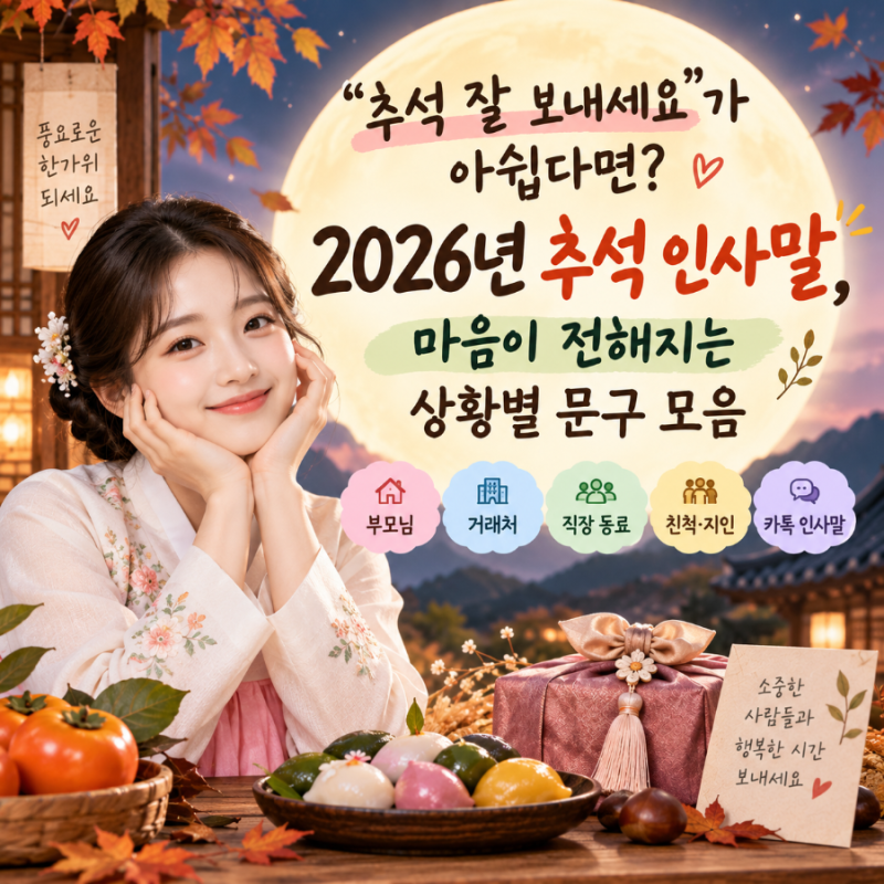 "추석 잘 보내세요”가 아쉽다면? 2026년 추석 인사말, 마음이 전해지는 상황별 문구 모음