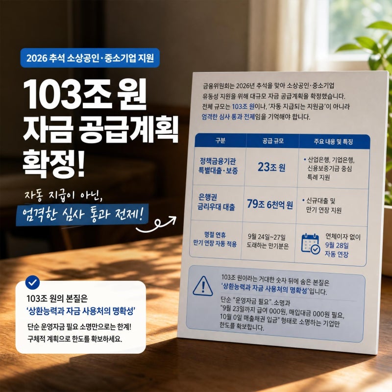 추석 전 급여·매입대금 부족 시, 은행 대출·보증·정책 자금 실행 순서 가이드
