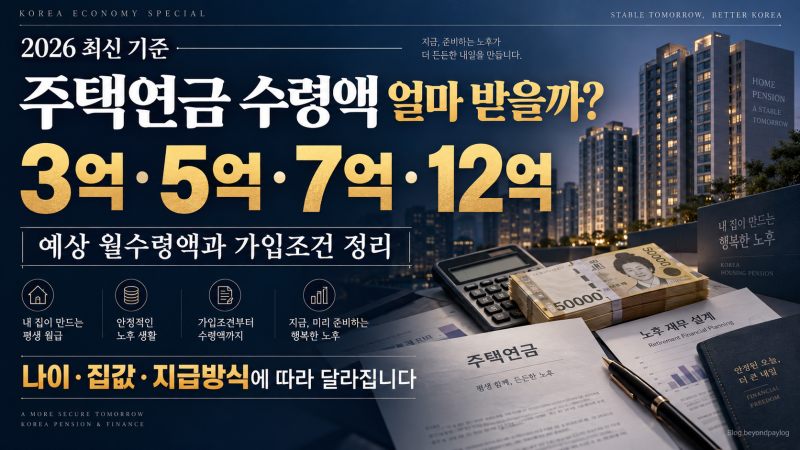 2026 주택연금 수령액 얼마 받을까? | 집값 3억·5억·7억·12억 예상 월수령액과 가입조건