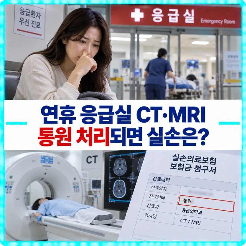 연휴 응급실 CT·MRI 실손 청구, 검사비가 통원으로 잡히면 무엇을 확인할까?