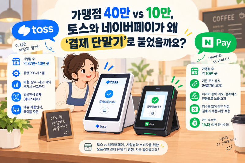 가맹점 40만 vs 10만, 토스와 네이버페이가 왜 '결제 단말기'로 붙었을까요?