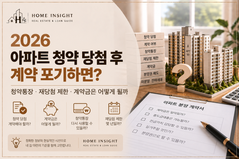 2026 아파트 청약 당첨 후 계약 포기하면?｜청약통장·재당첨 제한·계약금은 어떻게 될까