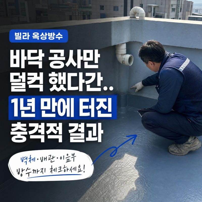 빌라 옥상방수, 바닥 공사만 덜컥 했다간.. 1년 만에 터진 충격적 결과