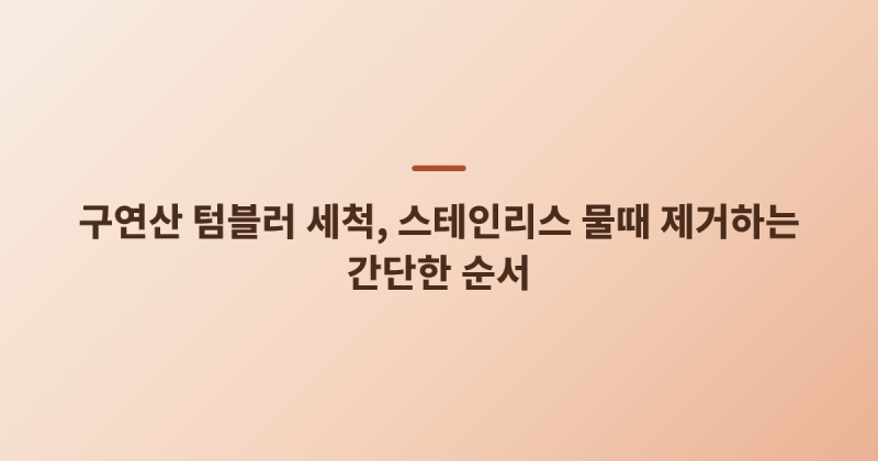 구연산 텀블러 세척, 스테인리스 물때 제거하는 간단한 순서