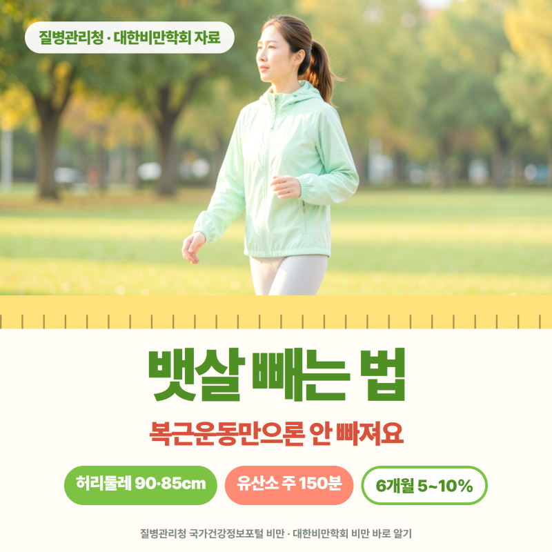 뱃살 빼는 법, 복근운동만으론 안 빠져요! 허리둘레 90·85cm와 주 150분 기준