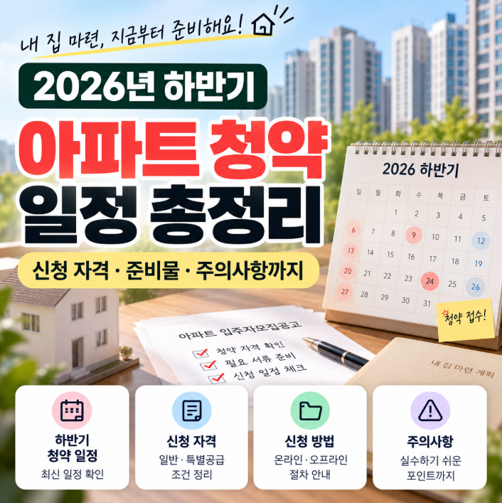 2026년 하반기 아파트 청약 일정, 신청 자격부터 준비물까지 미리 챙겨야 할 것들