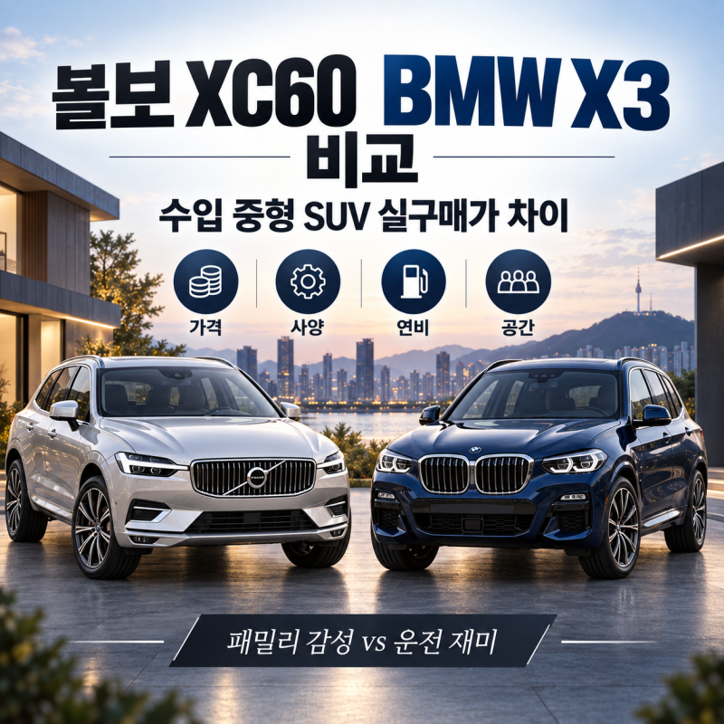 볼보 XC60 BMW X3 비교, 수입 중형 SUV 실구매가 차이