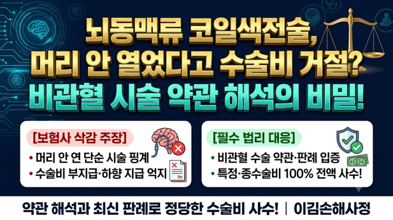뇌동맥류 코일색전술, 머리 안 열었다고 수술비 못 준다? 비관혈 시술 약관 해석의 비밀