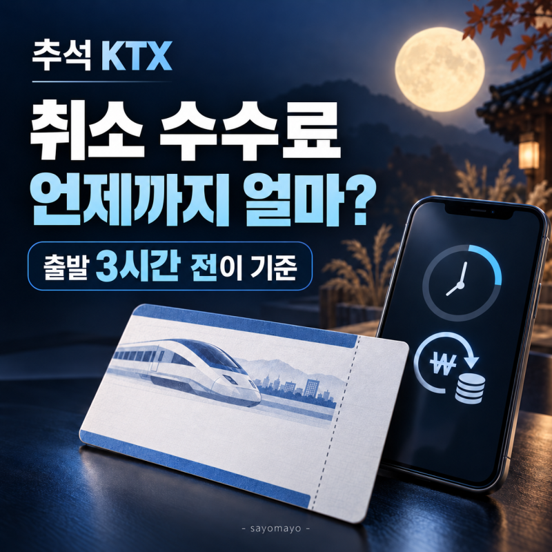 2026 추석 KTX 취소 수수료, 코레일톡 반환은 언제까지 얼마일까?