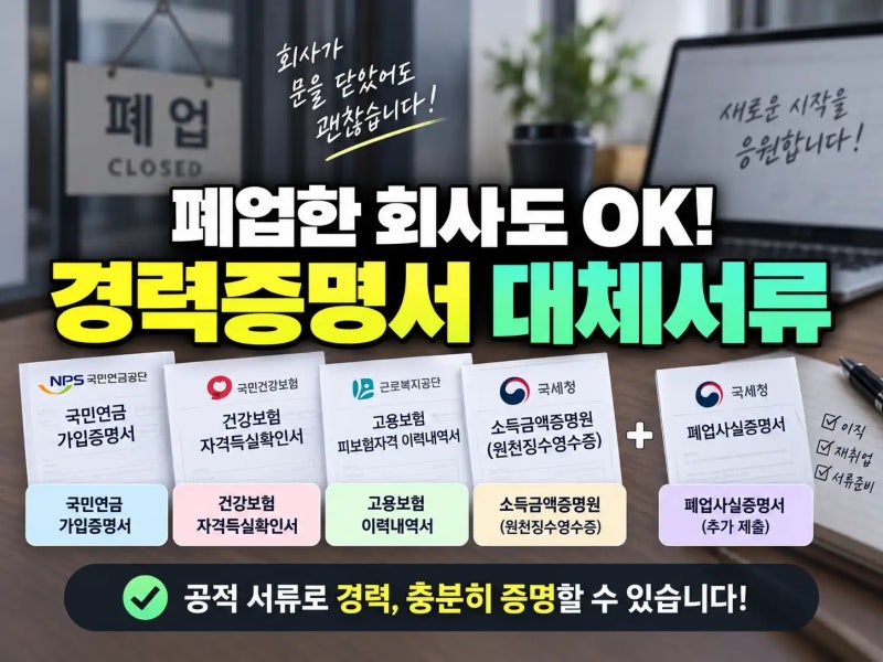 폐업한 회사 경력증명서 발급법: 4대보험 대체 서류 4가지 총정리