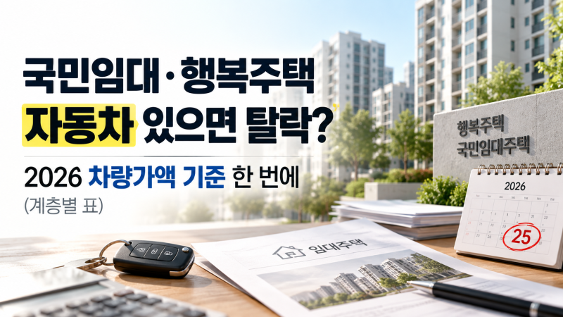 국민임대·행복주택 자동차 있으면 탈락? 2026 차량가액 기준 한 번에 (계층별 표)