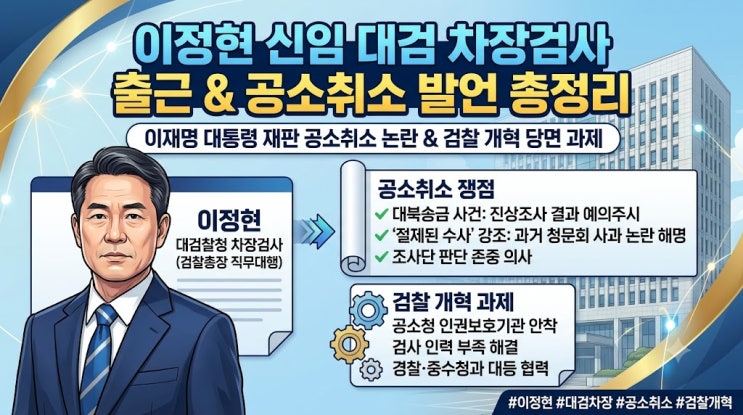 <b>이정현</b> 신임 대검 차장검사 첫 출근과 공소취소 발언 총정리
