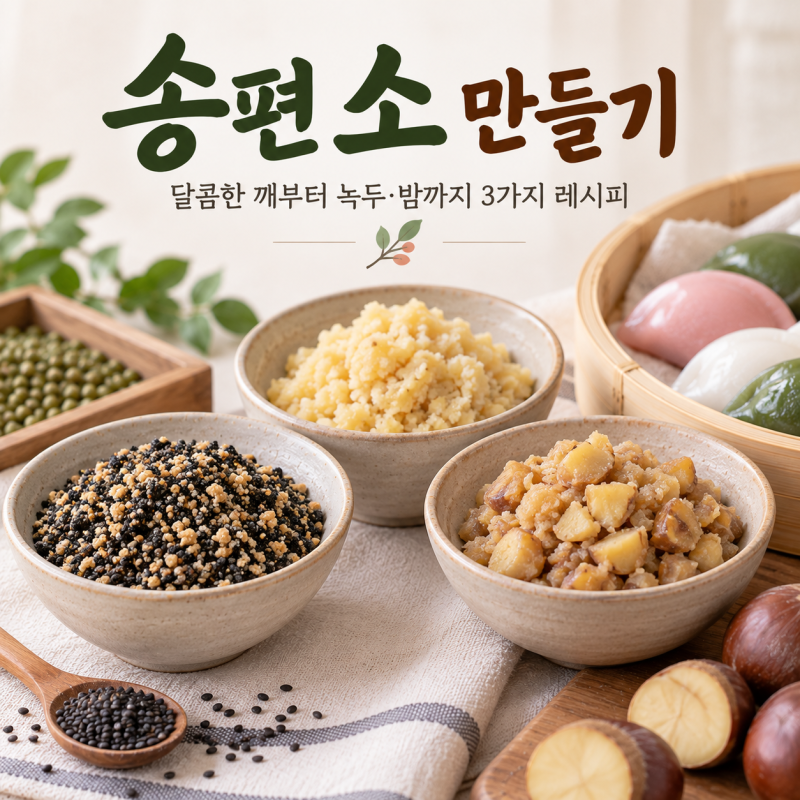 송편 소 만들기, 달콤한 깨부터 녹두·밤까지 3가지 레시피