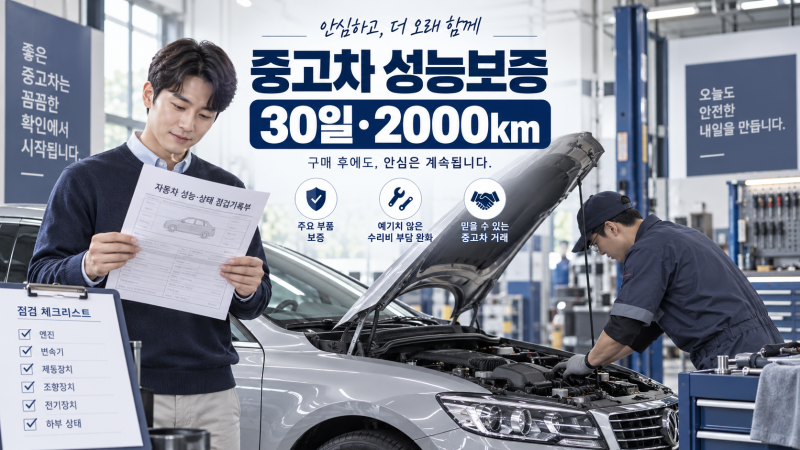 중고차성능보증보험 어디까지 보상될까? 30일·2000km와 수리비 청구 조건