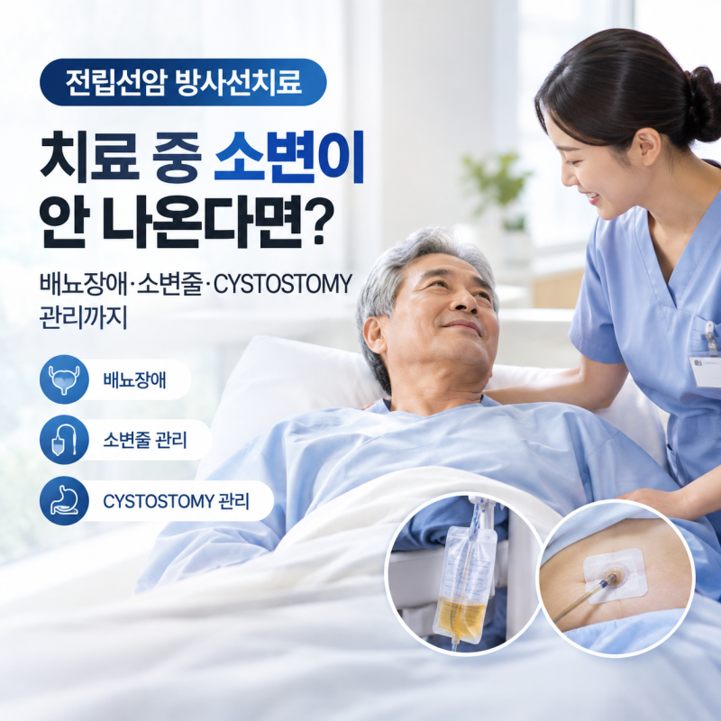 전립선암 방사선치료 중 소변이 안 나온다면? 배뇨장애·소변줄·CYSTOSTOMY 관리