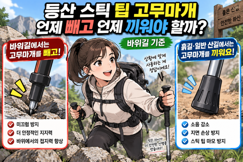등산 스틱 고무마개 언제 빼나요? 바위길 착용법 완전 정리