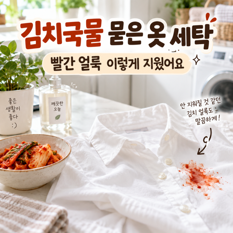 김치국물 묻은 옷 세탁, 빨간 얼룩 이렇게 지웠어요