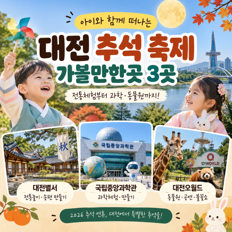 대전 추석 축제｜2026 추석 연휴 아이와 가볼만한곳 3곳