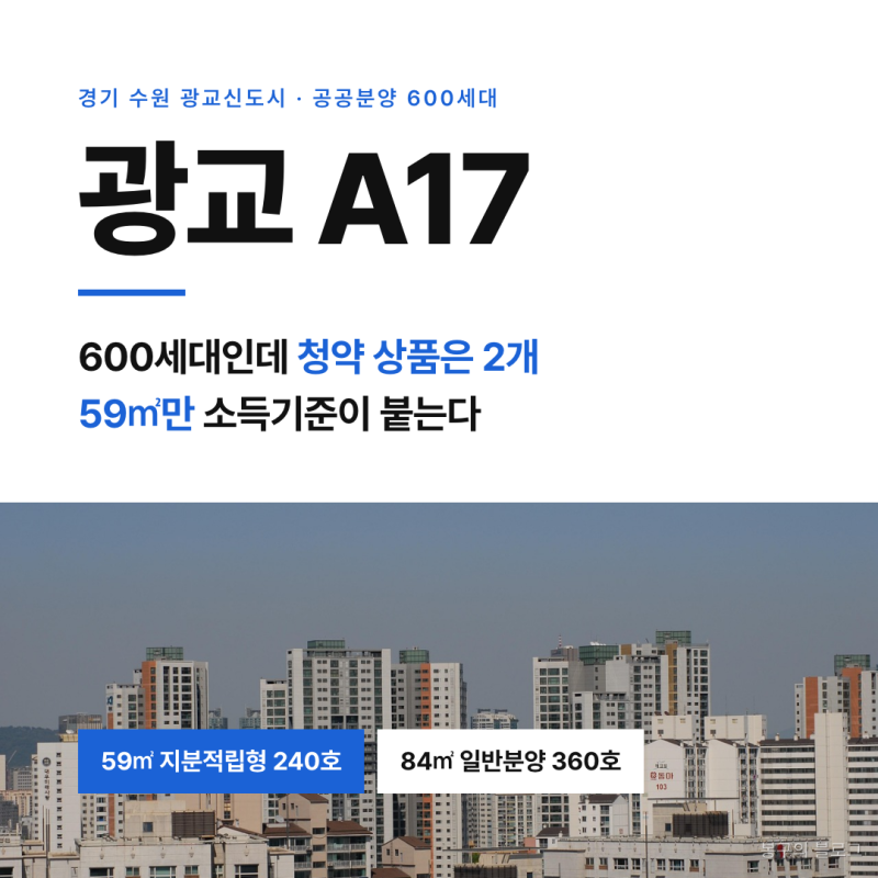 광교A17 청약, 59㎡와 84㎡ 중 어디에 넣어야 할까