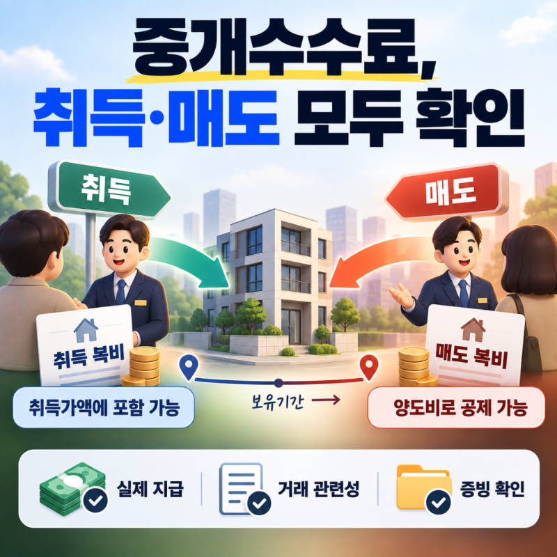 양도세 중개수수료 필요경비 인정될까? 취득·매도 복비와 증빙 기준