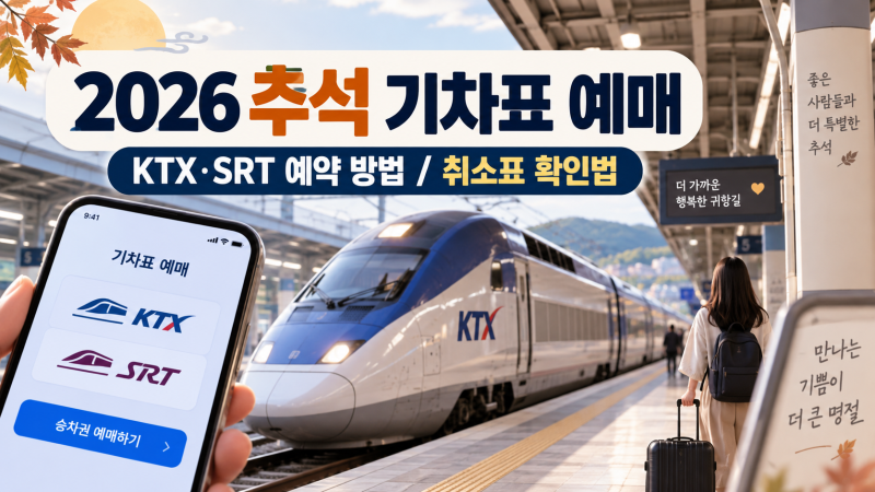 2026 추석 기차표 예매 일정, KTX SRT 예약 방법과 취소표 확인법