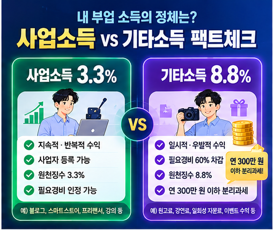 [부업] 부업 소득 증빙자료 정리 방법: 사업소득(3.3%) vs 기타소득(8.8%) 팩트체크와 5월 종합소....