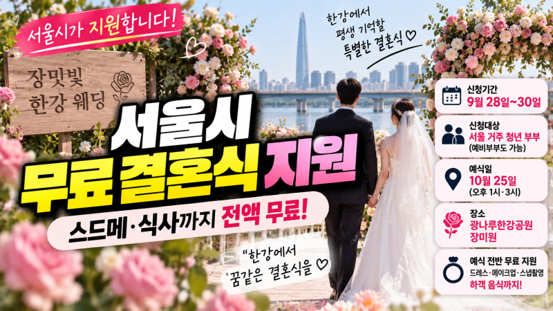서울시 무료 결혼식 지원, 스드메·식사까지 신청 대상과 기간은?