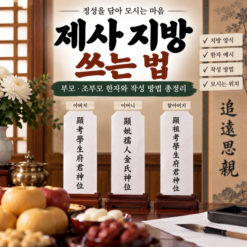 제사 지방 쓰는 법｜부모·조부모 지방 한자와 작성 방법 쉽게 정리