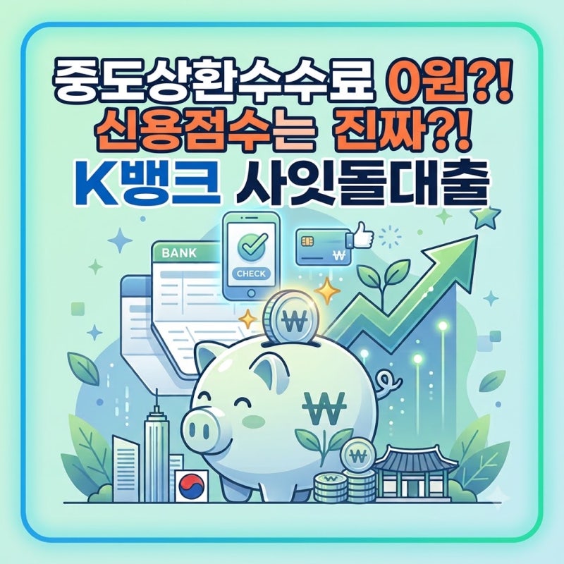 중도상환수수료 0원인데 신용점수는 내려간다고?! K뱅크 사잇돌대출 중도상환수수료 신용점....