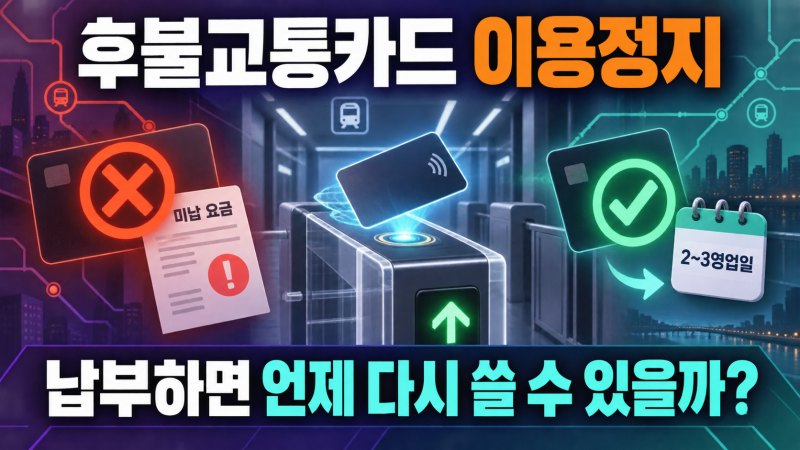 후불교통카드 미납 후 이용정지, 납부하면 언제 다시 사용할 수 있을까