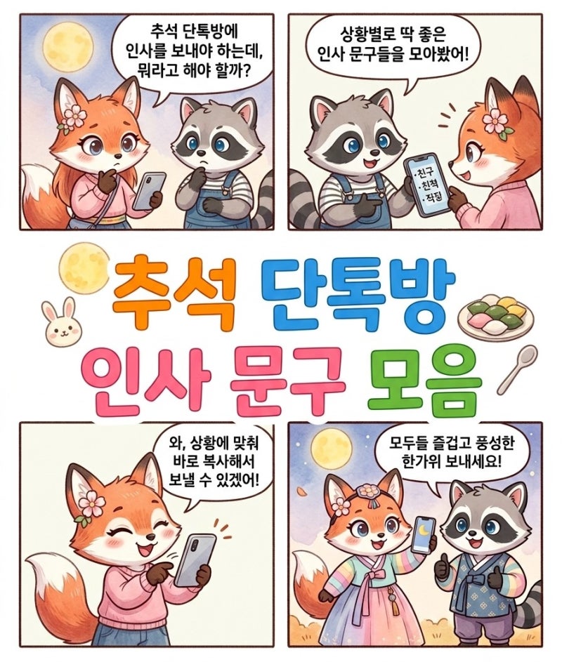 추석 단톡방 인사 문구 모음 친구 직장 회사 카톡방 메시지 인사말