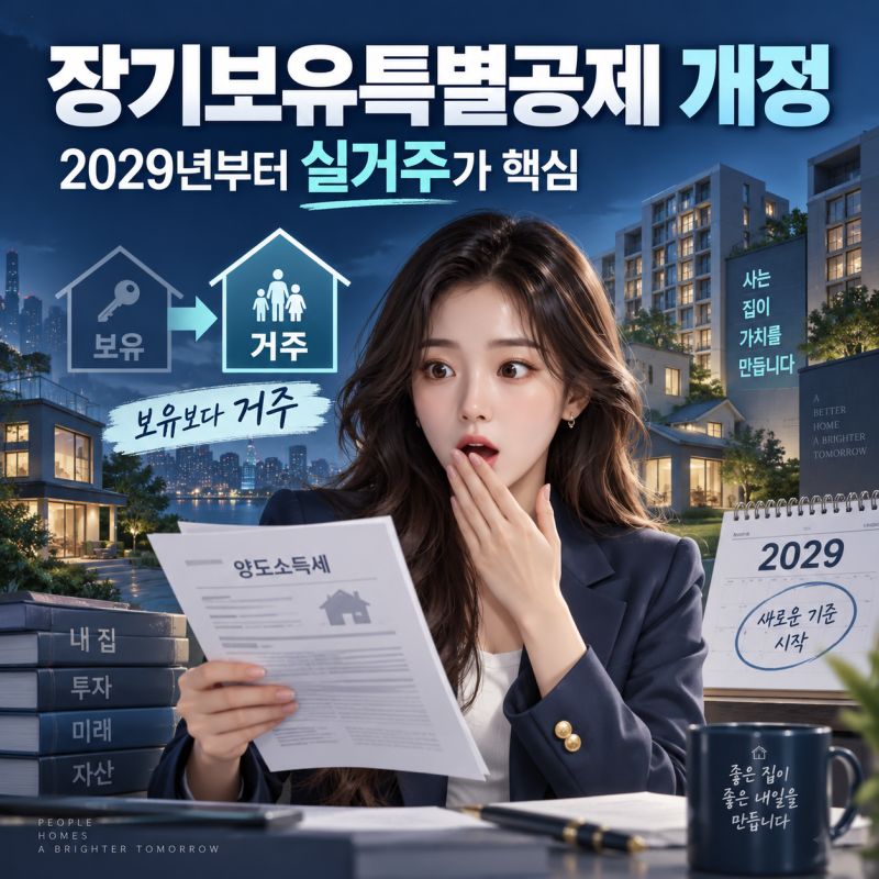 장기보유특별공제 개정, 2029년부터는 보유기간보다 실제 거주기간이 핵심입니다.