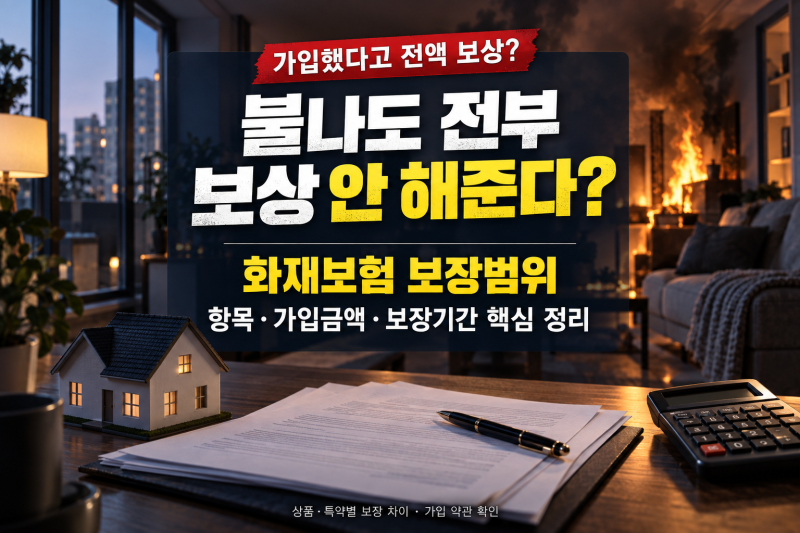 '불나도 전부 보상 안해준다?' 화재보험 보장범위기준 정리(+항목 금액 기간)