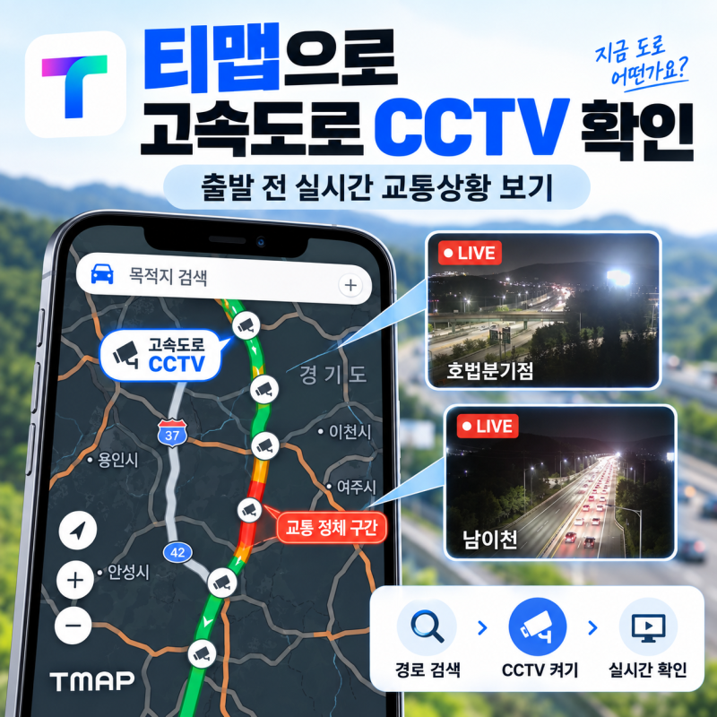 티맵 실시간 CCTV 보는 법, 출발 전 고속도로 교통상황 직접 확인해봤습니다