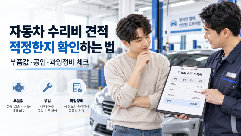 자동차 수리비 견적 적정한지 확인하는 법｜부품값·공임·과잉정비 체크방법