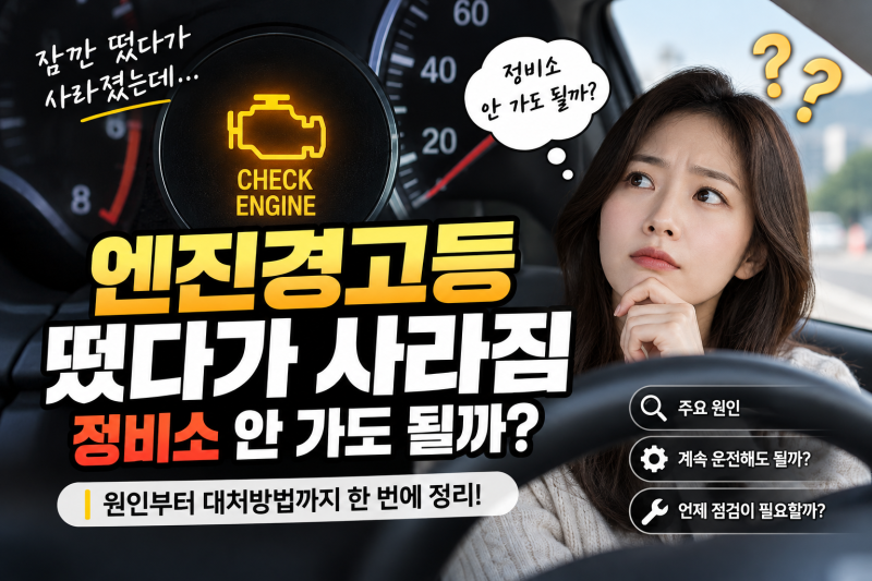 엔진경고등 떴다가 사라짐, 정비소 안 가도 될까? 원인과 대처방법