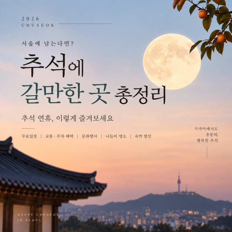 2026 추석 연휴, 서울에 남는다면? - 고속도로 무료부터 궁궐 무료입장·공영주차장·숙박 할인....
