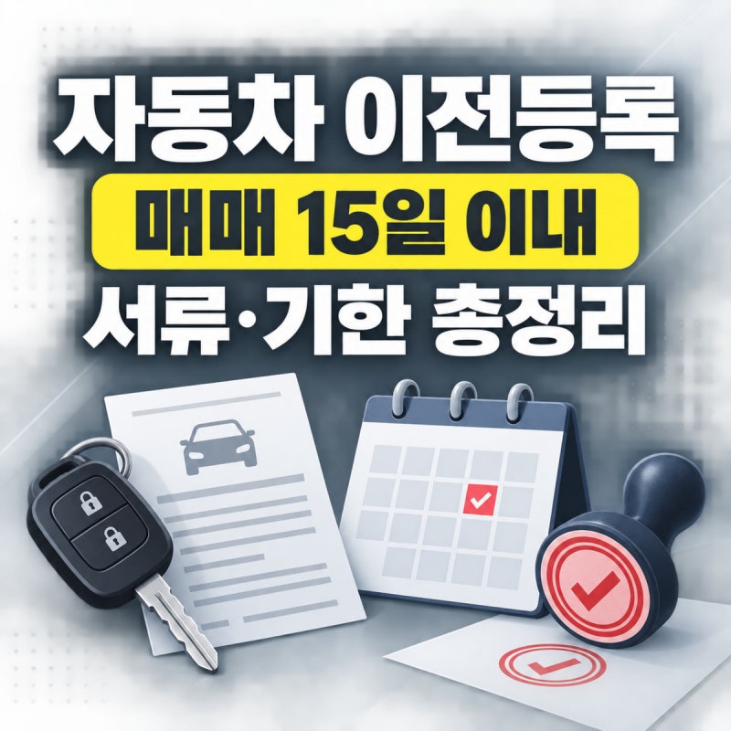 자동차 이전등록(명의이전) 신청 방법 2026 | 매매 15일·증여 20일·상속 6개월 기한, 과태료·필....