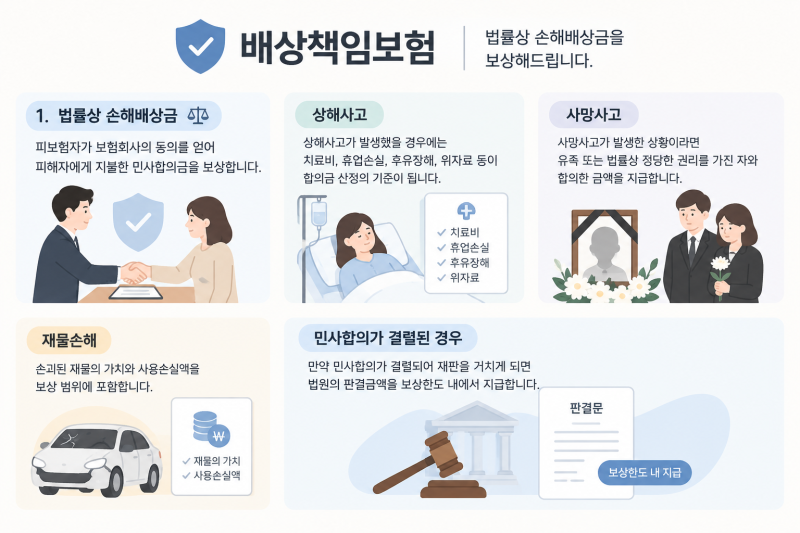 배상책임보험 기본 보상 범위: 법률상 손해배상금 및 방어비용 총정리