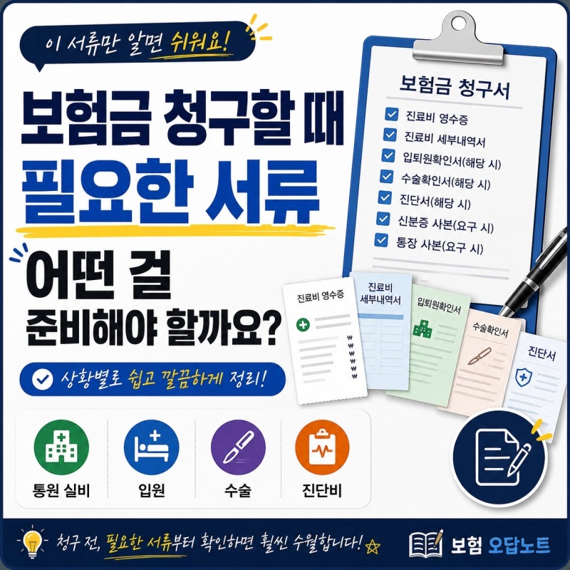 보험금 청구할 때 필요한 서류, 통원·입원·수술별로 정리해볼게요