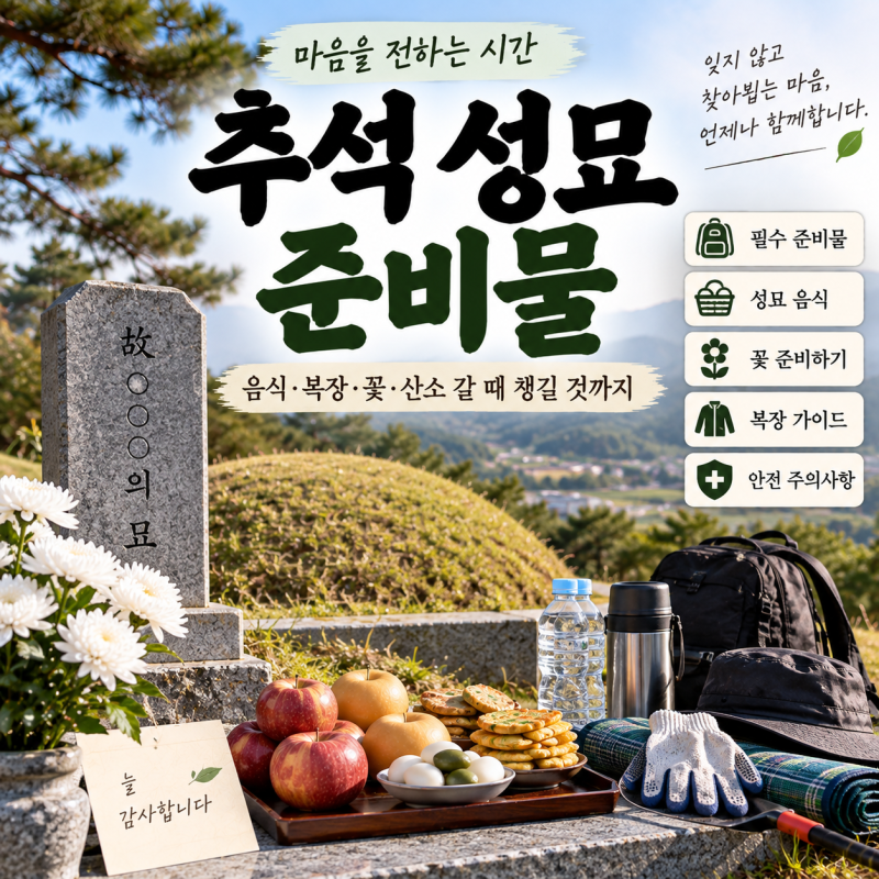 추석 성묘 준비물｜음식·복장·꽃부터 산소 갈 때 챙길 것까지