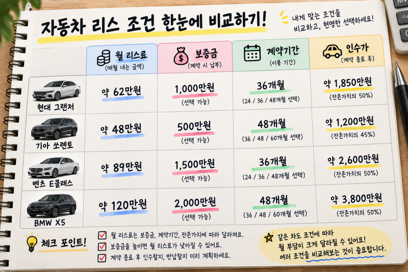 중고차 운용리스 고르는 법, 계약기간·주행거리·인수가 확인하기