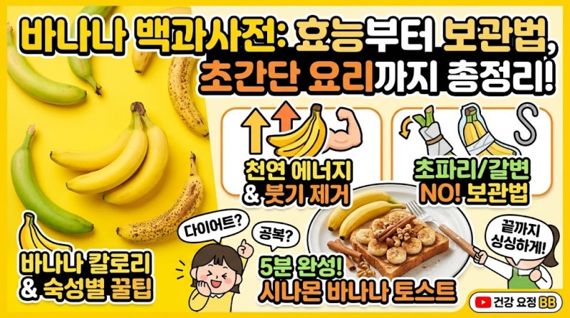 바나나 효능과 칼로리부터 갈변 없는 바나나 보관방법 및 초간단 요리 꿀팁 총정리