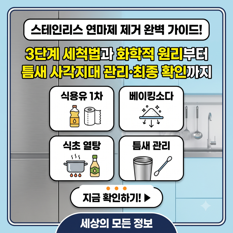 새로 산 스테인리스 냄비·프라이팬·텀블러 연마제 제거 완벽 가이드: 3단계 세척법과 틈새 ....