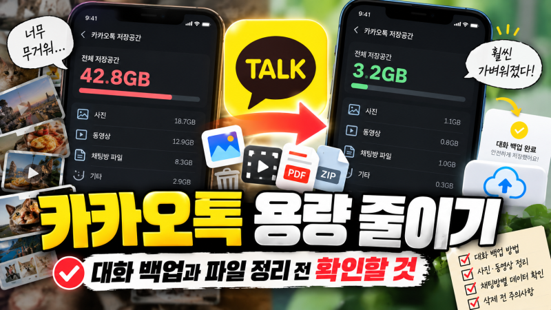카카오톡 용량 줄이기, 대화 백업과 파일 정리 전 확인할 것
