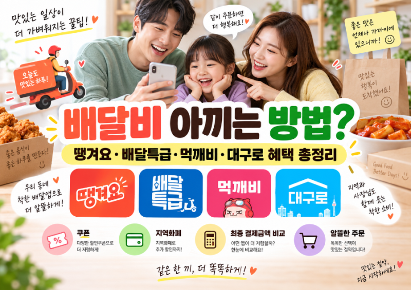 배달비 아끼는 방법? 땡겨요·배달특급·먹깨비 할인 혜택 총정리