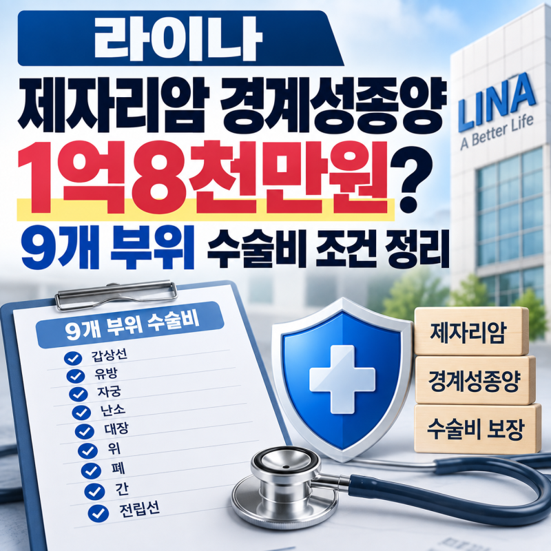 라이나 제자리암 경계성종양 1억8천만원? 9개 부위 수술비 조건 정리