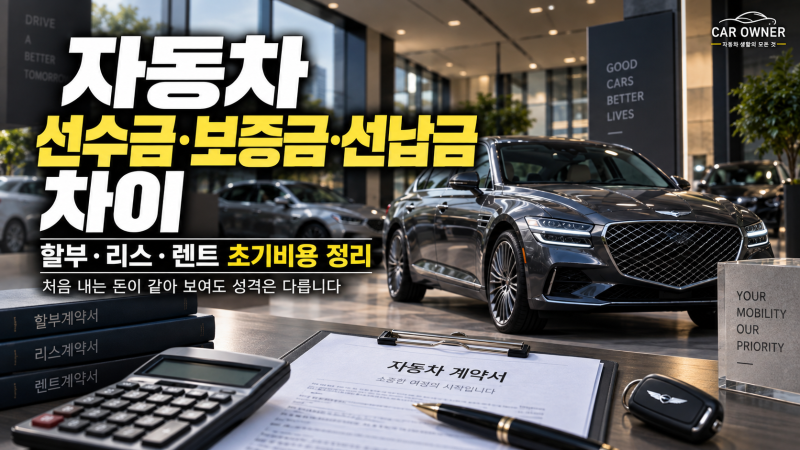 자동차 선수금·보증금·선납금 차이｜할부·리스·렌트 초기비용 정리 [02-005]