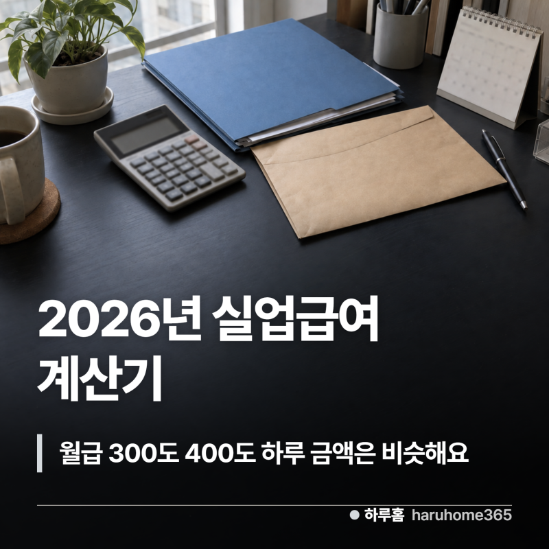 2026년 실업급여 계산기, 월급 300도 400도 하루 금액은 비슷해요